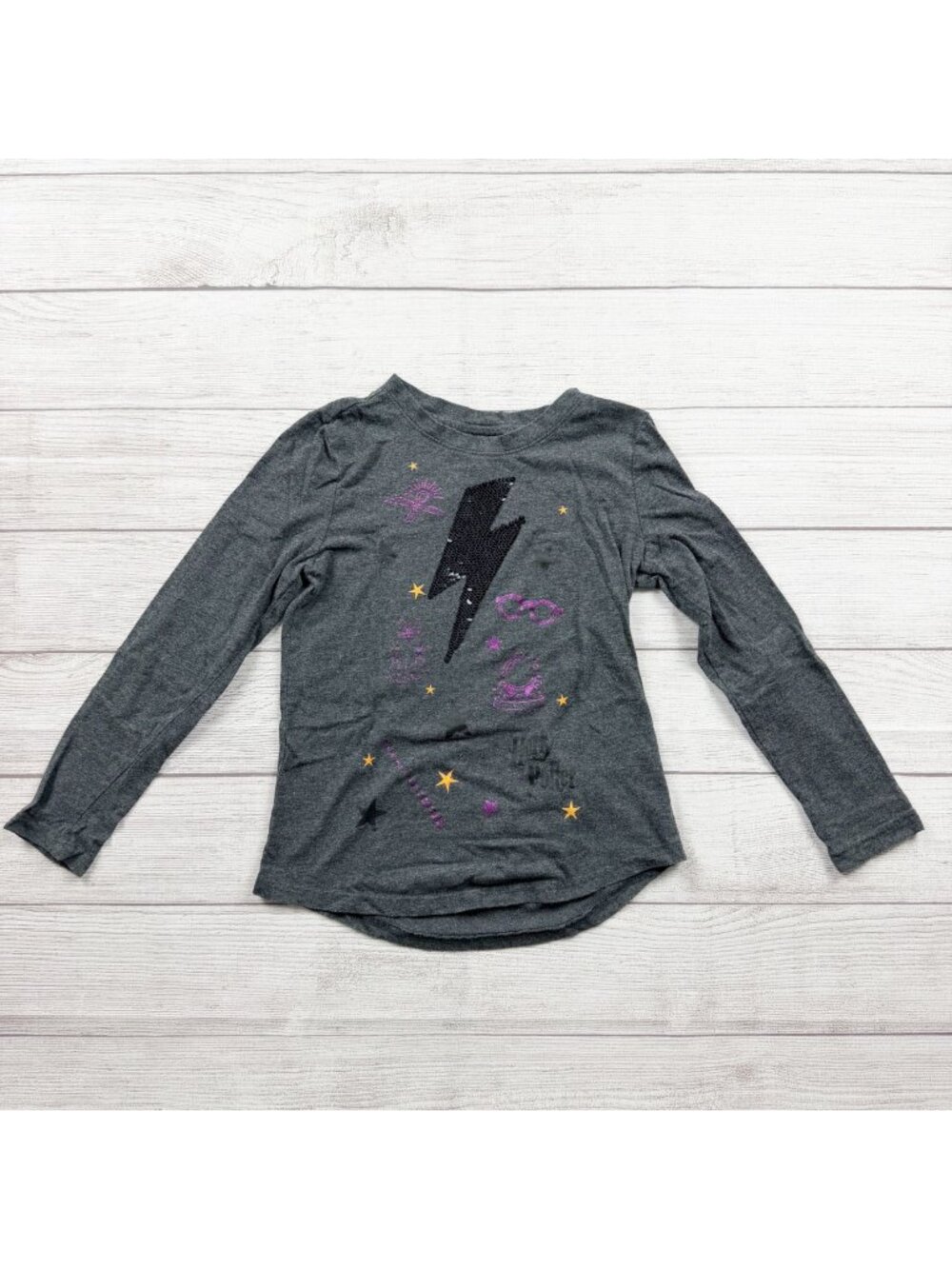 Harry Potter Girls Flip Sequin Lightning Bolt Shirt 10-12